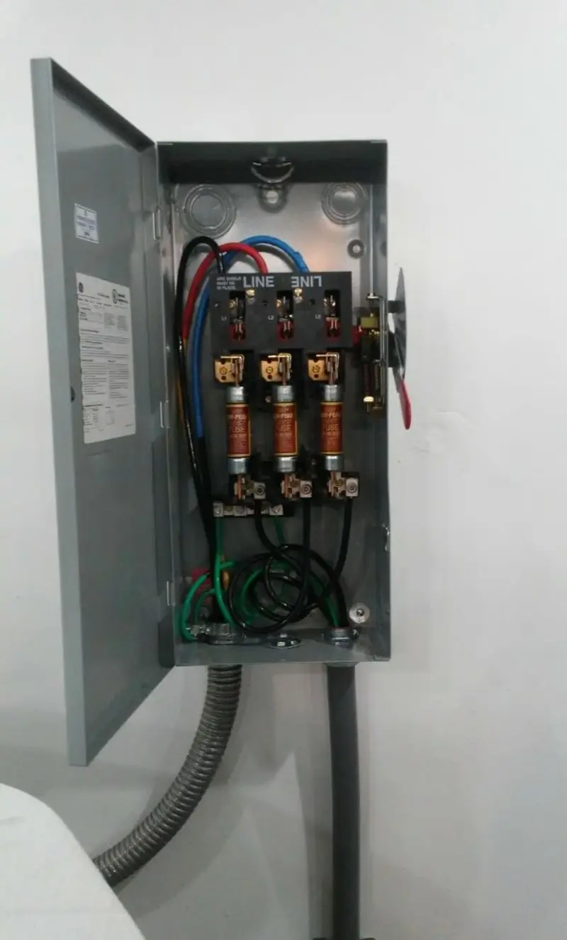 Three-phase disconnect switch installed for Electrical Wiring & Rewiring in Buxton